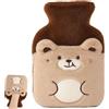 BbiuRer Mini borsa dell'acqua calda orso, 500 ml, borsa dell'acqua calda in peluche, rimovibile per la pulizia, allevia la tensione muscolare e il calore in inverno