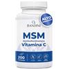Bandini® MSM 2000 mg di Metilsulfonilmetano in COMPRESSE + Vitamina C, Integratore per Capelli, Pelle, Articolazioni, Unghie, Antinfiammatorio Muscolare con Zolfo, 100% Vegan, Alternativa alla polvere