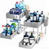 Puricon Organizer Sottolavello Cucina 2 Livelli, Portaoggetti Ripiano Multiuso per Cucina e Bagno - Grigio, 2 Pezzi
