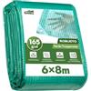 COVALL 165g/m² Rinforzato 6x8m Telone Impermeabile Esterno con Occhielli | Verde Trasparente Antistrappo Anti-UV, Telo Plastica per Giardino Terrazzo e Serra