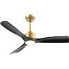 OFANTOP 132cm ventilatore da soffitto con motore DC e telecomando | silenzioso ventilatore da soffitto per interni ed esterni con illuminazione LED dimmerabile, oro nero