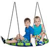 Outsunny Altalena da Giardino per Bambini da 3-8 Anni Ø100cm Blu | Altalena a Nido, Corde Regolabili, Giochi da Giardino per Bambini