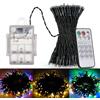 Porashine Luci a LED a stringa 15m 150 LED Catena di luci dimmerabili con timer, 9 modalità, bianco caldo/RGB/tutte le luci 3 colori a batteria per uso interno impermeabili