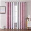 Gazal Vole Tende ombré rosa e bianche per cameretta, H260 x L140 cm, 2 pannelli con occhielli, motivo a onde, oscuranti 80-90%