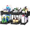 Puricon Organizer Sottolavello Cucina, 2 grandi 1 medio, Organizer Sottolavello a 2 Livelli, Portaoggetti Ripiano Multiuso Sotto Lavello per Cucina Bagno 3 Pezzi-Nero