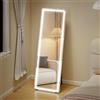 HOMCOM Specchio a Figura Intera con Luci, 150x50 cm Dimmer e Illuminazione | Libero in Piedi, Appoggiato o Montato a Parete per Camera da Letto, Soggiorno, Trasparente