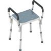HOMCOM Sgabello Doccia in Alluminio Altezza Regolabile 57-69 cm Celeste | Sgabello Bagno con Braccioli, Sedia per Doccia Anziani 150 kg, Sedile per Vasca da Bagno, Piedini Antiscivolo