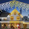 WOWDSGN Luci Natale Esterno Cascata 15M 660LED, Luce a 3 Colori Luci di Natale da Esterno, Luci Esterno Natale con Timer,11 Modalità, Tenda Luminosa Esterno per Addobbi Natalizi, Tetto, Giardino