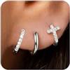 Rajputana 3 Paia Orecchini Donna Argento Orecchini Anallergici Donna Oro Small Silver Huggie Hoop Earring Set Orecchino a Cerchio Piccoli per Fori Multipli