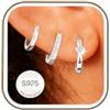 Rajputana 3 Paia Orecchini Donna Argento Orecchini Anallergici Donna Oro Small Silver Huggie Hoop Earring Set Orecchino a Cerchio Piccoli per Fori Multipli