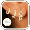 Rajputana 3 Paia Orecchini Donna Argento Orecchini Anallergici Donna Oro Small Silver Huggie Hoop Earring Set Orecchino a Cerchio Piccoli per Fori Multipli