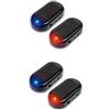 Zyeatary 4 Pezzi di Allarme Fittizio Simulato a Energia Solare per Auto, Avviso Antifurto, LED Lampeggiante, Lampada di Simulazione della Luce di Sicurezza, Blu e Rosso