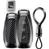 WUZUTU Custodia in metallo per chiave auto compatibile con Ford Puma Gen-E 2025 Fiesta ST MK7 MK8 Kuga MK3 2023 ST line Focus MK4, custodia per chiavi, texture in fibra di carbonio