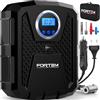 FORTEM Compressore Aria Portatile Auto 12V, Gonfia Gomme e Pneumatici | Alimentazione 12V DC, Pressione max 150 PSI, Arresto automatico, Display LCD, Luce LED, 3 ugelli e borsa inclusi
