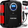 FORTEM Compressore Aria Portatile Auto 12V, Gonfia Gomme e Pneumatici | Alimentazione 12V DC, Pressione max 150 PSI, Arresto automatico, Display LCD, Luce LED, 3 ugelli e borsa inclusi