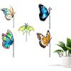 Cryptadg 5 Pezzi Pali da Giardino con Farfalle, Acrilico Farfalle Tutori | Multicolore, Pali a Farfalla Impermeabili, Paletti Decorativi Farfalla Finte per Yard Patio Lawn Outdoor