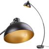 BAKAJI Lampada ad Arco Piantana da Terra Design Moderno Industriale Struttura in Metallo Luce Lampadina E27 60 W con Paralume Orientabile Base Rotonda Altezza 163 cm Arredamento Casa Nero