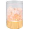 Grundig Lampada da tavolo con pietre di sale - Luce LED bianca calda - Design interno effetto legno - Ø 9 x 14 cm - Funziona a batterie - Batterie non incluse