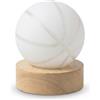 PixelLumens Sfera di Cristallo 3D LED con Base in Legno - Lampada Notturna appassionati di pallacanestro- Luce Decorativa Incisa al Laser - Idea Regalo Creativa per Bambini e Appassionati(BASKET)
