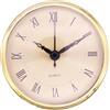 Easnea Mini inserto per orologio, inserto per orologio al quarzo, 90 mm, rotondo, movimento al quarzo, mini orologio da parete integrato, movimento al quarzo (numeri romani dorati)