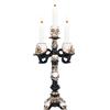 QLFJ-FurDec Portacandele Nero, Candelabro Ornamento Teschio con 3 Braccia, Gotico Halloween Teschio Statua di Resina, Spaventoso Tealight Scheletri Porta Candele per la Decorazione Della Casa, Soggiorno