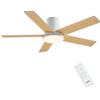 Newday 132cm Grande Pale Soffitto Legno con Luce e Telecomando Silenzioso | Ventilatore Soffitto con 7 Modalità Velocità, Temperatura Colore e Luminosità Dimmabile Senza Gradini, Reversibile