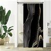 Uiiooazy Tenda Doccia Antimuffa, Tenda da Doccia Piccola 90x180cm Nero e Oro Effetto Marmo Astratta Moderno Tende da Bagno Tessuto Lavabile Impermeabile Poliestere Tende Vasca da Bagno con 6 Anelli