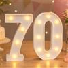 ENLACE Lampada a LED con numeri 70, numeri illuminati, luce bianca calda, funzionamento a batteria, 21 cm, per 70° compleanno, decorazione da tavolo