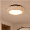 TkTsjtle Plafoniera Wabi Sabi in travertino giallo da 7,9, apparecchio a incasso a LED dimmerabile a 3 colori, lampada giapponese di metà secolo con base in pietra naturale e legno per camera da lett