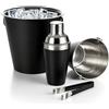 com-four® 4 pezzi set cocktail con shaker 450 ml, secchiello refrigerante | contenitore ghiaccio 1290 ml con pinza