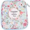 Ubric Caso di uncinetto portatile, motivo floreale viaggio ago a maglia borsa di stoccaggio, cerniera uncinetto organizer