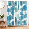 BREASOME Astratta Geometrico Tenda Doccia Antimuffa 180 x 180 cm Cerchio Blu Tenda Vasca da Bagno Tessuto in Poliestere Resistente all'Acqua con 12 Ganci
