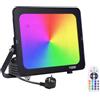 Fosingut Faretto LED da Esterno 100W,RGB Faretti LED con telecomando,Faro LED RGB Cambia Colore Dimmerabile,IP65 Impermeabile Lampada da Esterno,Proiettore Luci Discoteca DJ Per Natale,Halloween,Festa