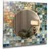 My Photostation.com Myphotostation, specchio da parete quadrato in vetro temperato con mosaico verde e bianco, 76 x 76 cm, senza cornice, con stampa UV, facile da appendere, specchio per soggiorno, ingresso o bagno