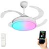 LED ATOMANT Ventilatore LED Altoparlante Pale Retrattili Ø109cm 60W CCT/RGB | 2500 Lumen, Telecomando e App Bluetooth, Musica, 6 velocità