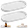 JYYWTSI Vassoio Bagno Silicone 2 Pezzi, Portaoggetti 25x11x2 cm con Bordo Rialzato | Vassoio in silicone con bordo rialzato per bagno, cosmetici e piccoli accessori, facile da pulire ogni giorno