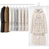 Nasxkji 6 Pezzi Sacchetti Sottovuoto Vestiti da Appendere 70x130cm | Hanging Vacuum Storage Bags, Gancio girevole a 360°, Salvaspazio, per Giacche di Media Lunghezza, Piumini e Felpe