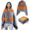 Generic Coperta elettrica riscaldata USB, 150 x 79 cm, coperta indossabile con cerniera, scialle riscaldante in morbida flanella per auto, ufficio, casa, viaggi, accogliente poncho regalo con calore