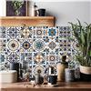 Generic Piastrelle adesive marocchine per cucina, 24 pezzi, piastrelle autoadesive da attaccare alla parete, impermeabili, a prova di olio, vintage, mosaico (10 x 10 cm, 10 x 10 cm) per scale (blu arancione