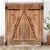 Hnmdmyi Tenda da doccia rustica 120x200, Hnmdmyi Agriturismo Legno Garage Barn Door Tende da doccia Marrone Paese Vintage Opere d'arte Tenda da bagno impermeabile in poliestere tessuto lavabile Tenda da bagno