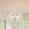 WTUOING Lampadario Bianco, 5 Luci Vintage Lampada a Sospensione Moderno Soggiorno Camera da Letto, Rustico Lampadario Shabby Chic Lampadari Moderni per Cucina Corridoio Sala da Pranzo