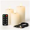 FlinQ Candela LED Ricaricabile - Fiamma Oscillante Effetto Reale - Telecomando con Timer e Dimmer - Vera Paraffina - Set 3 Candele Decorative USB per Cena e Atmosfera - Ribbed Bianco