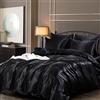 Guchuang Bedding Set completo di biancheria da letto matrimoniale in raso di seta, 6 pezzi, colore nero, stile lussuoso, ultra morbido, in microfibra, 200 x 200 cm, con 1 lenzuolo con angoli e 4