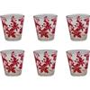 Omniacasa Pungitopo - Set 6 Bicchieri da Acqua in Vetro Trasparente con Decoro Rosso Natale, Design Classico, Finitura Lucida, Lavabili in Lavastoviglie - Made in Italy