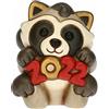 THUN - Procione Buon Anno 2022 - Ceramica - Linea Natale - Living, Arredare la Casa - 6,4x6,5x7,6 cm h