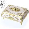 OLegei Carillon in metallo, carillon portagioie musicale, bianco+oro | Scatola di souvenir vintage per anello bracciale orecchini regalo da donna