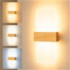 KingYH Applique LED da Parete Interno 3000K-6500K 3 Tonalità di Luce Dimmerabile | Moderna per Interni Luci Up and Down Acrilico con Struttura in Legno Scuro per Corridoio Scala Soggiorno Camera da Letto