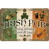 LuckyLinde Targa in metallo retrò Irish Pub - Strong Whiskey, Stout & Lager, bandiera dell'Irlanda con quadrifoglio, decorazione da parete per bar o cantina, 30 x 20 cm
