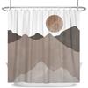 ASDCXZ Tenda da Doccia Boho 180x180 cm, Moderna Arte Astratta Marrone Grigio Sole Montagne Bianco Lavabile Tende da Doccia in Poliestere Tessuto Impermeabile Antimuffa per Vasca da Bagno con 12 Ganci