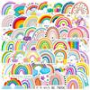 Puhzamey Set di 50 adesivi arcobaleno in vinile impermeabili | Adesivi arcobaleno autoadesivi, per laptop, bagagli, scrapbooking, diari, decorazioni di compleanno per bambini, fai da te